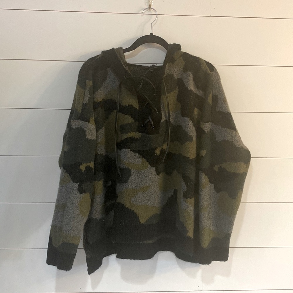 Camo Lace Up Sweater